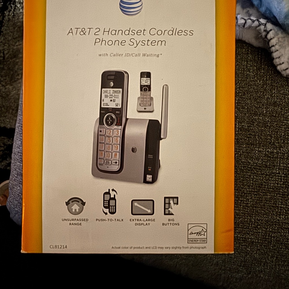 AT&T 2 Handset Cordless Phone System - Silver and Black /New in box